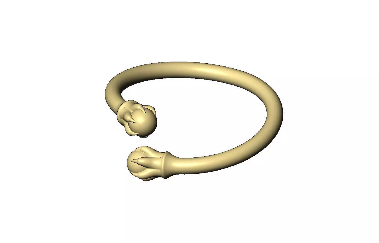 6 carved claw bead ends bypass band US sizes 5to11 3D print model_10