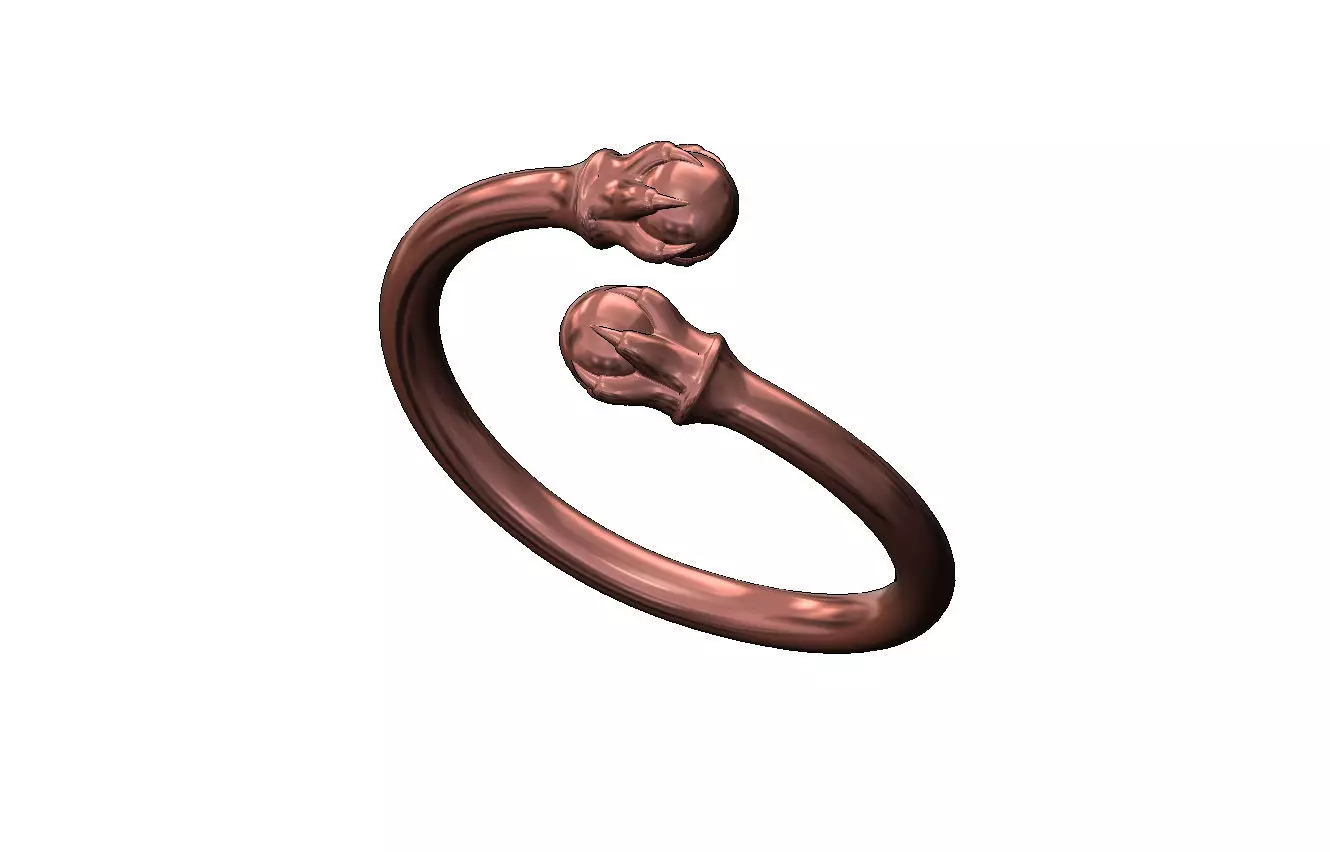 6 carved claw bead ends bypass band US sizes 5to11 3D print model_12