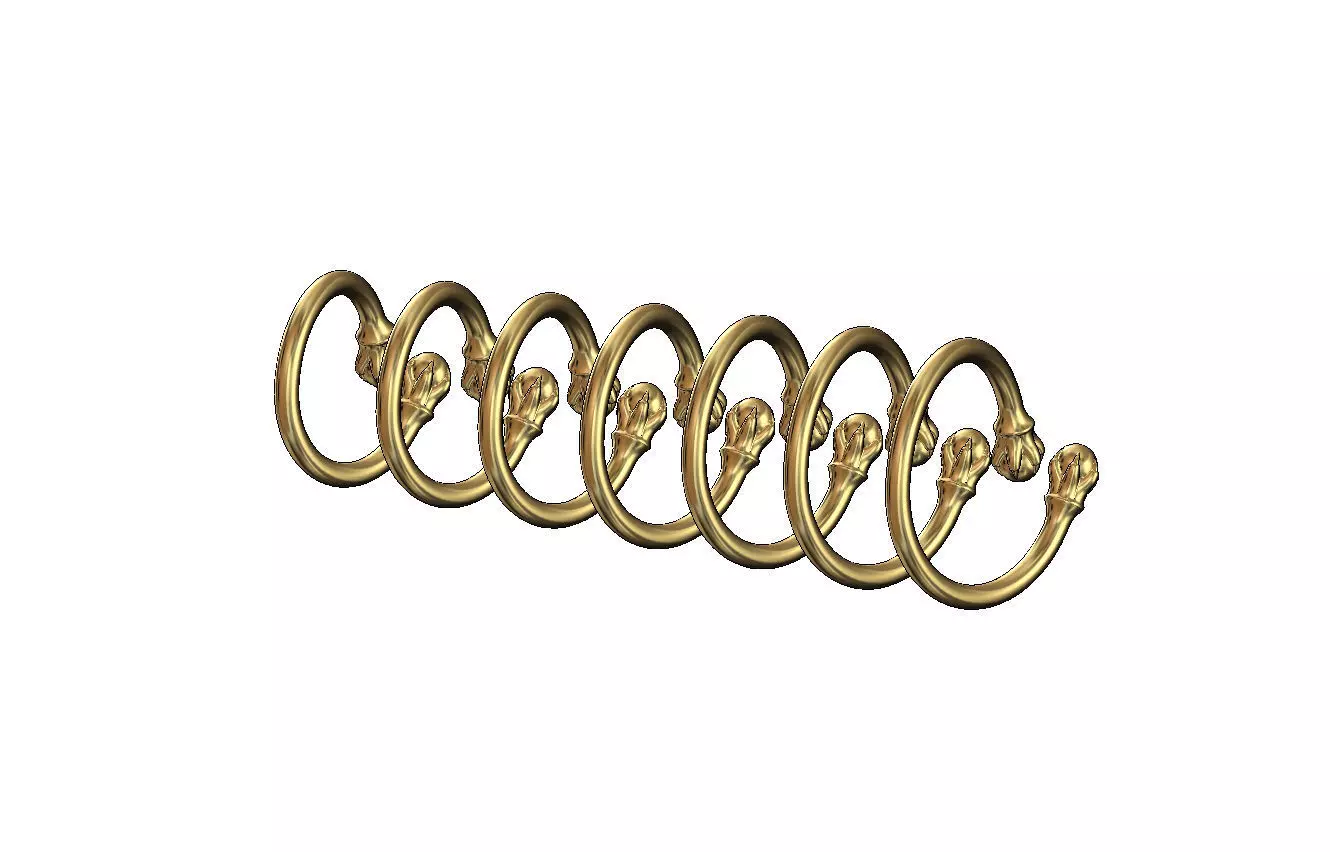 6 carved claw bead ends bypass band US sizes 5to11 3D print model_4