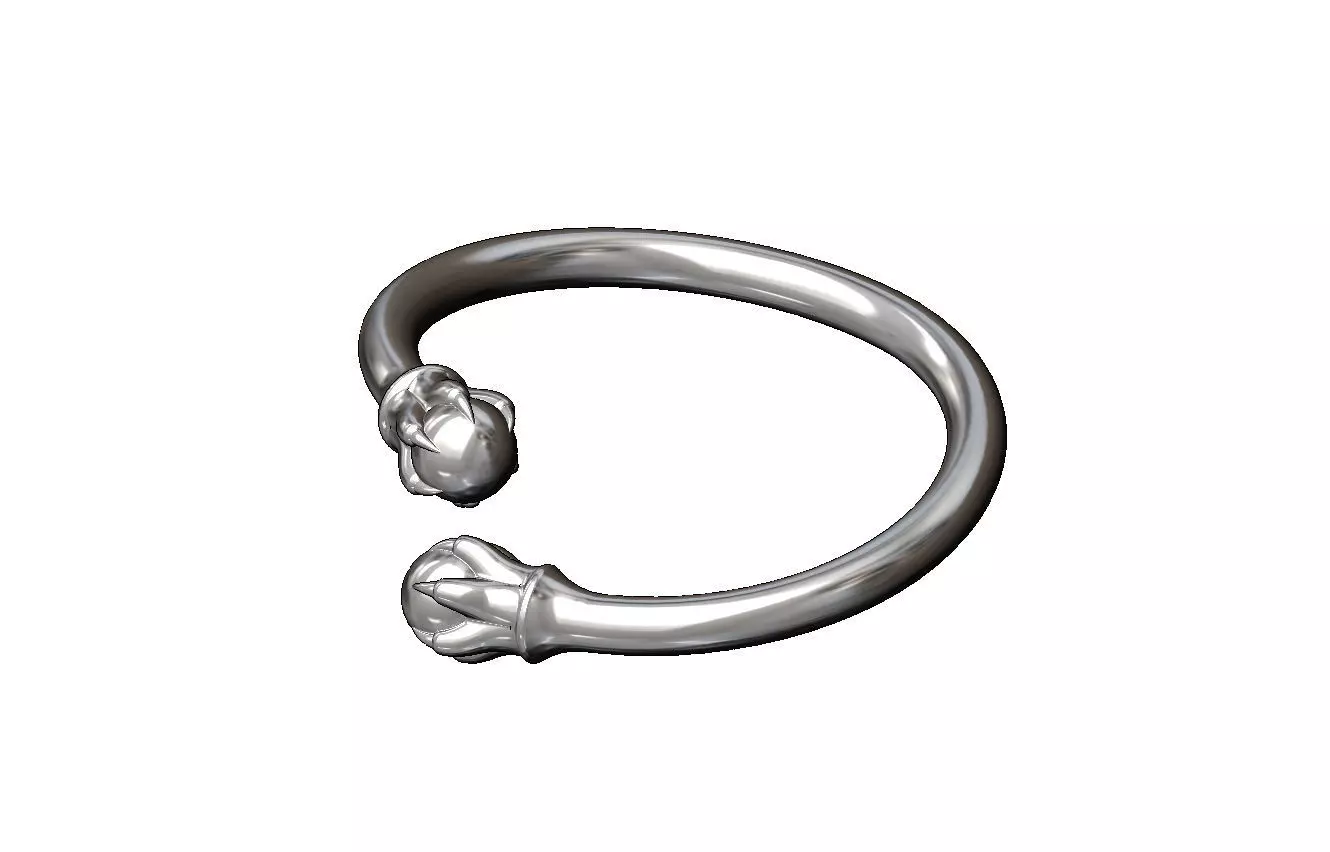 6 carved claw bead ends bypass band US sizes 5to11 3D print model_11