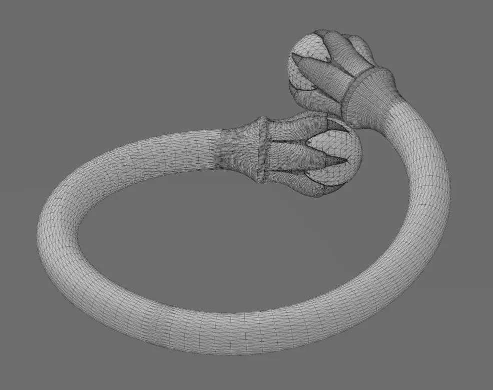 6 carved claw bead ends bypass band US sizes 5to11 3D print model_17