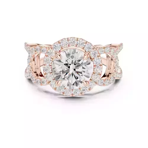 Round Cut Halo Diamond Engagement Wedding Ring 3DM STL Video