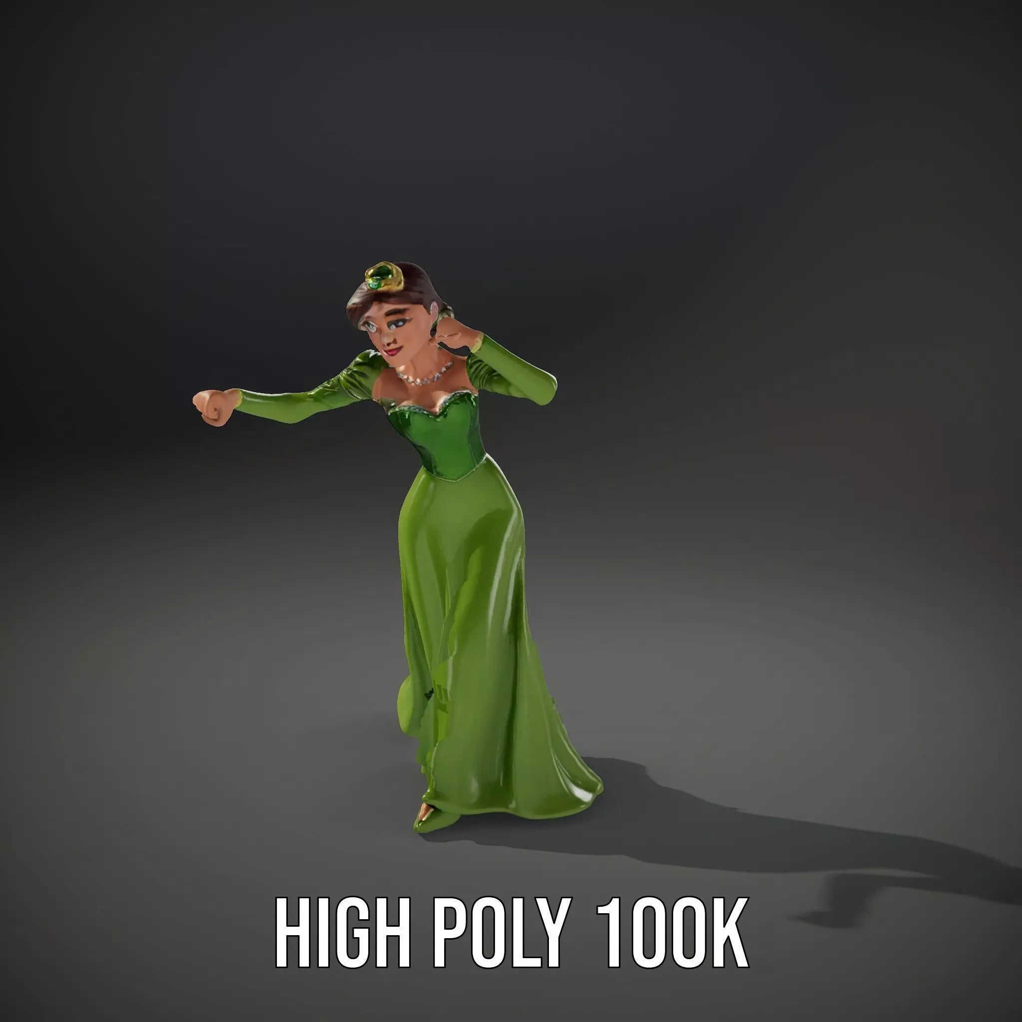 Elegant Green Princess model pack Low-poly 3D model_12