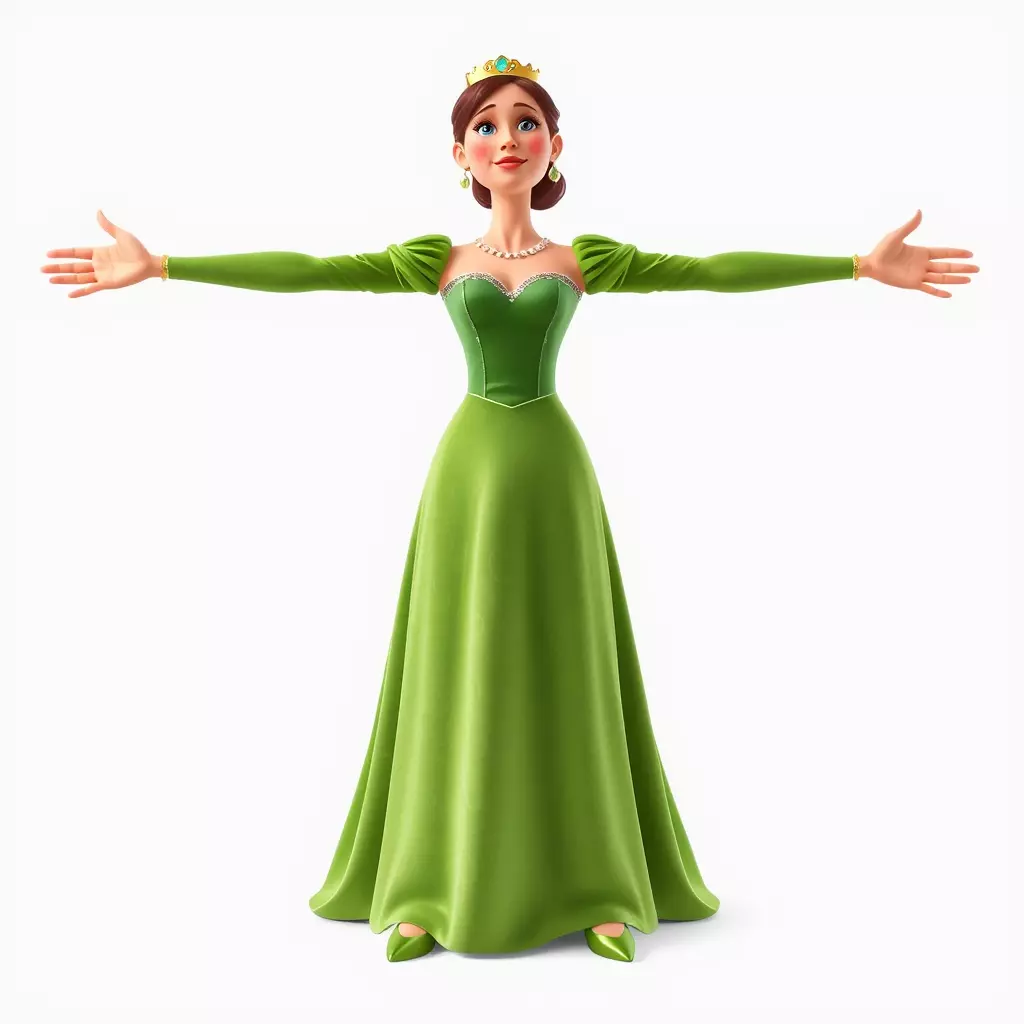 Elegant Green Princess model pack Low-poly 3D model_3