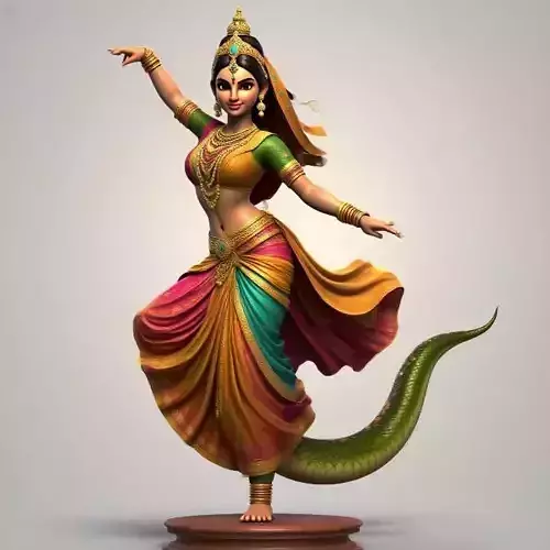 2005Indian Serpent Woman Dancer on Pedestal