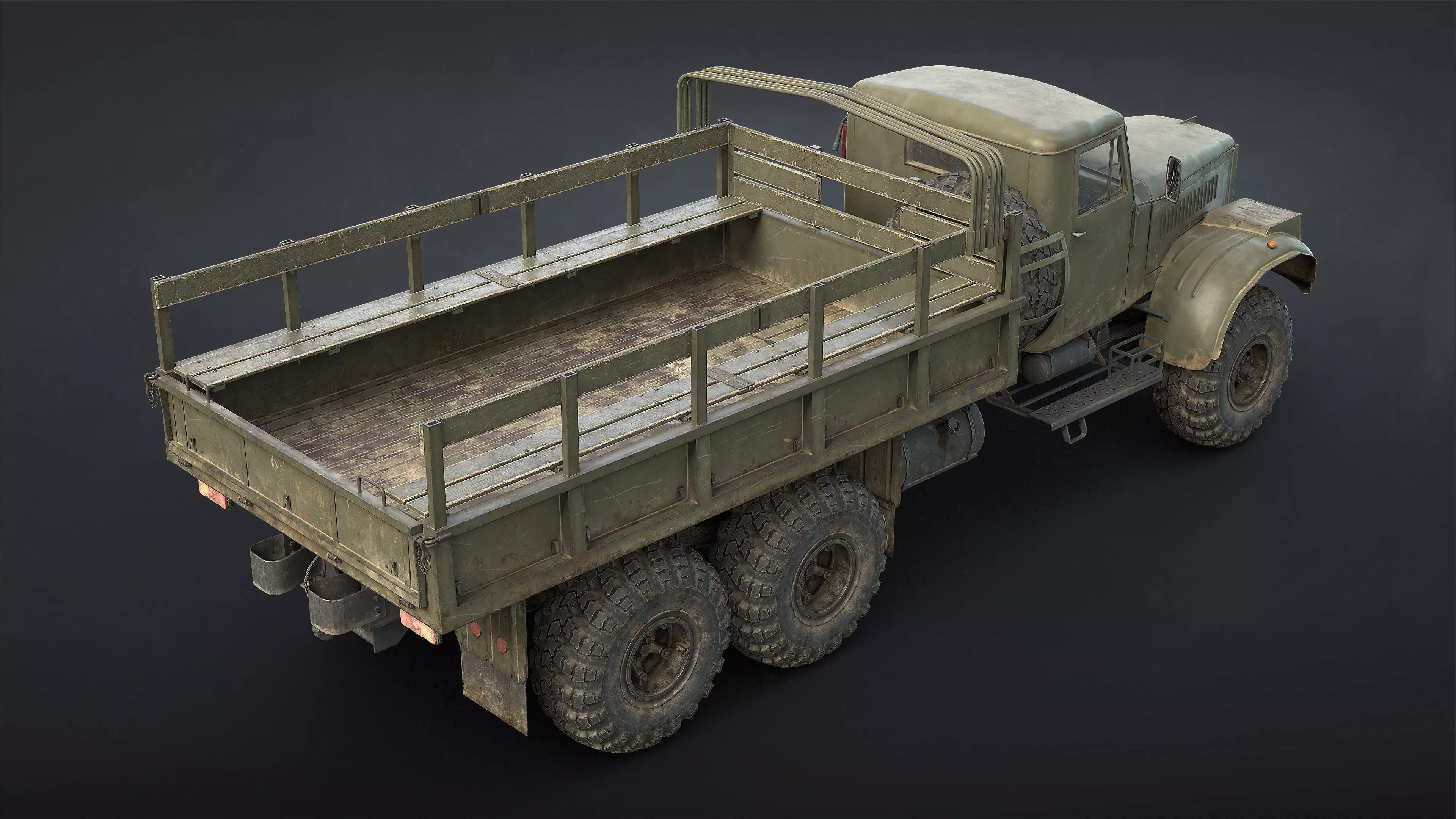 Kraz-255B Military Truck Game Ready Low-poly 3D model_4