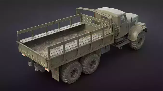 Kraz-255B Military Truck Game Ready Low-poly 3D model 4