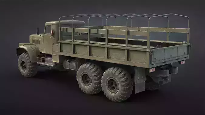 Kraz-255B Military Truck Game Ready Low-poly 3D model 7