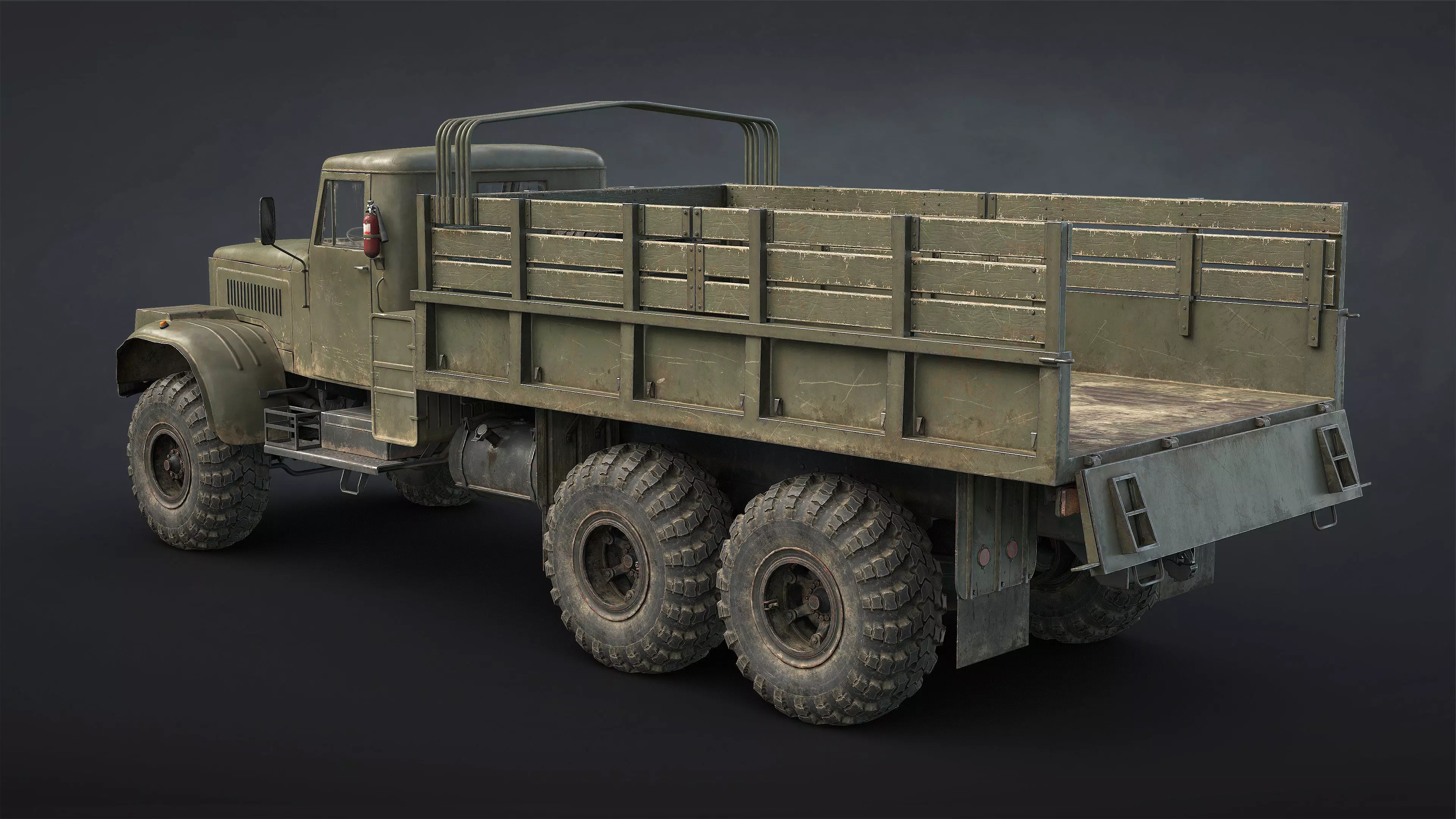 Kraz-255B Military Truck Game Ready Low-poly 3D model_8