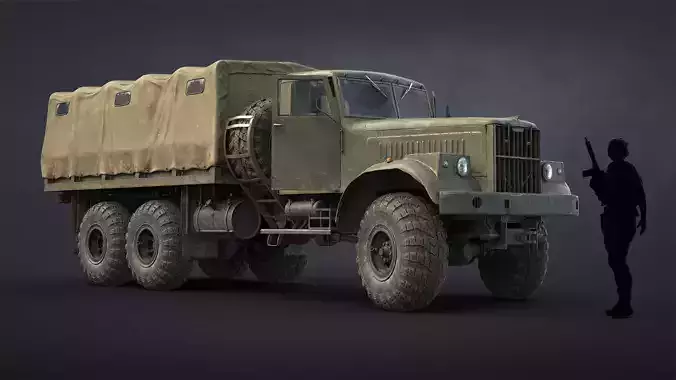 Kraz-255B Military Truck Game Ready Low-poly 3D model 5