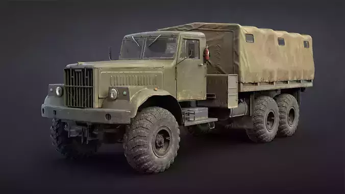 Kraz-255B Military Truck Game Ready Low-poly 3D model