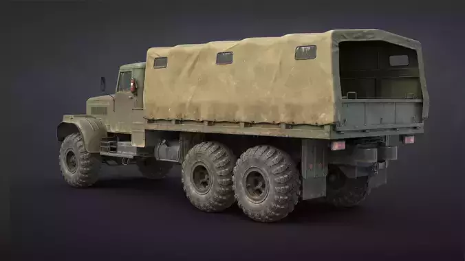 Kraz-255B Military Truck Game Ready Low-poly 3D model 3