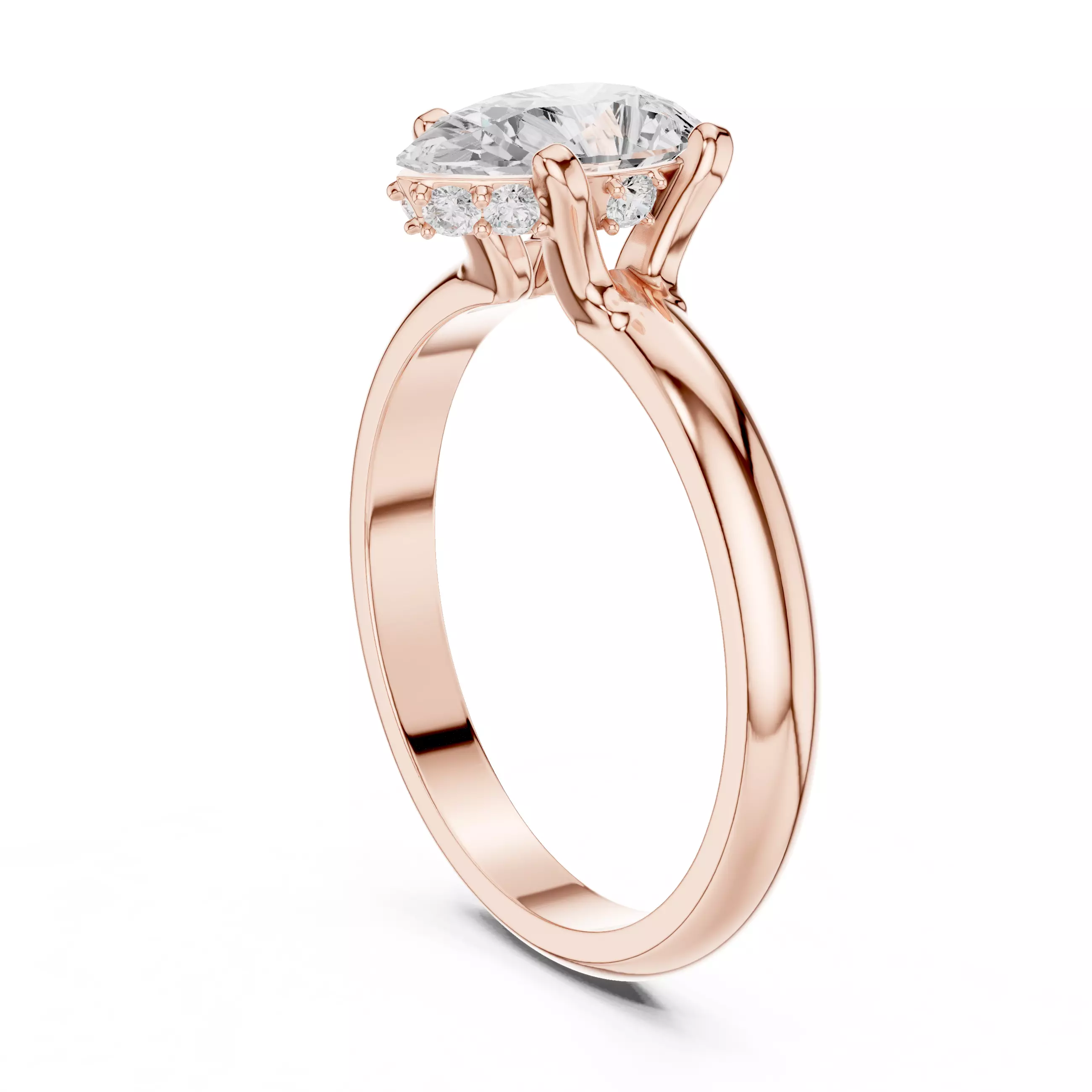 1CT Pear Cut Hidden Halo Diamond Engagement Ring 3DM STL Video 3D print model_3