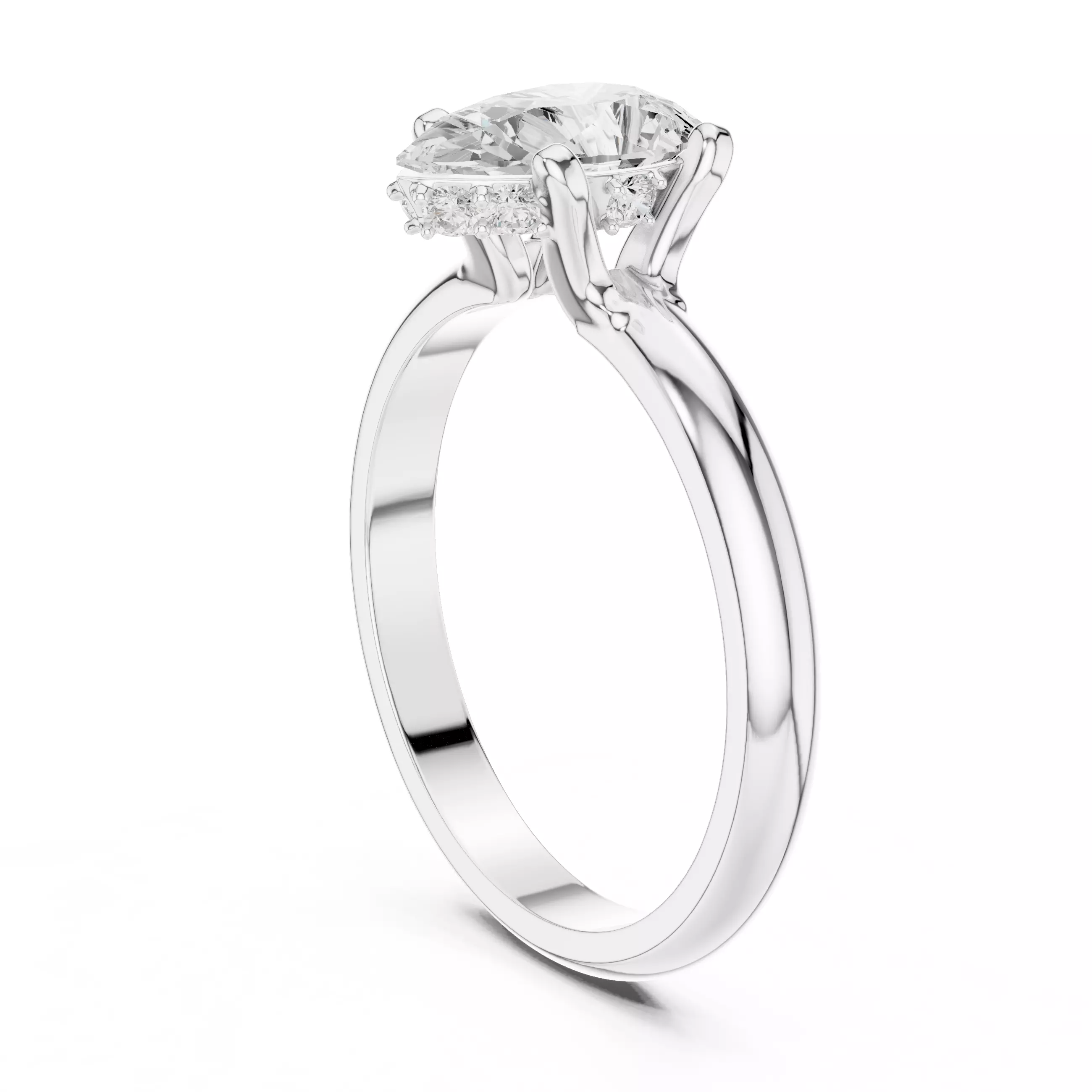 1CT Pear Cut Hidden Halo Diamond Engagement Ring 3DM STL Video 3D print model_11