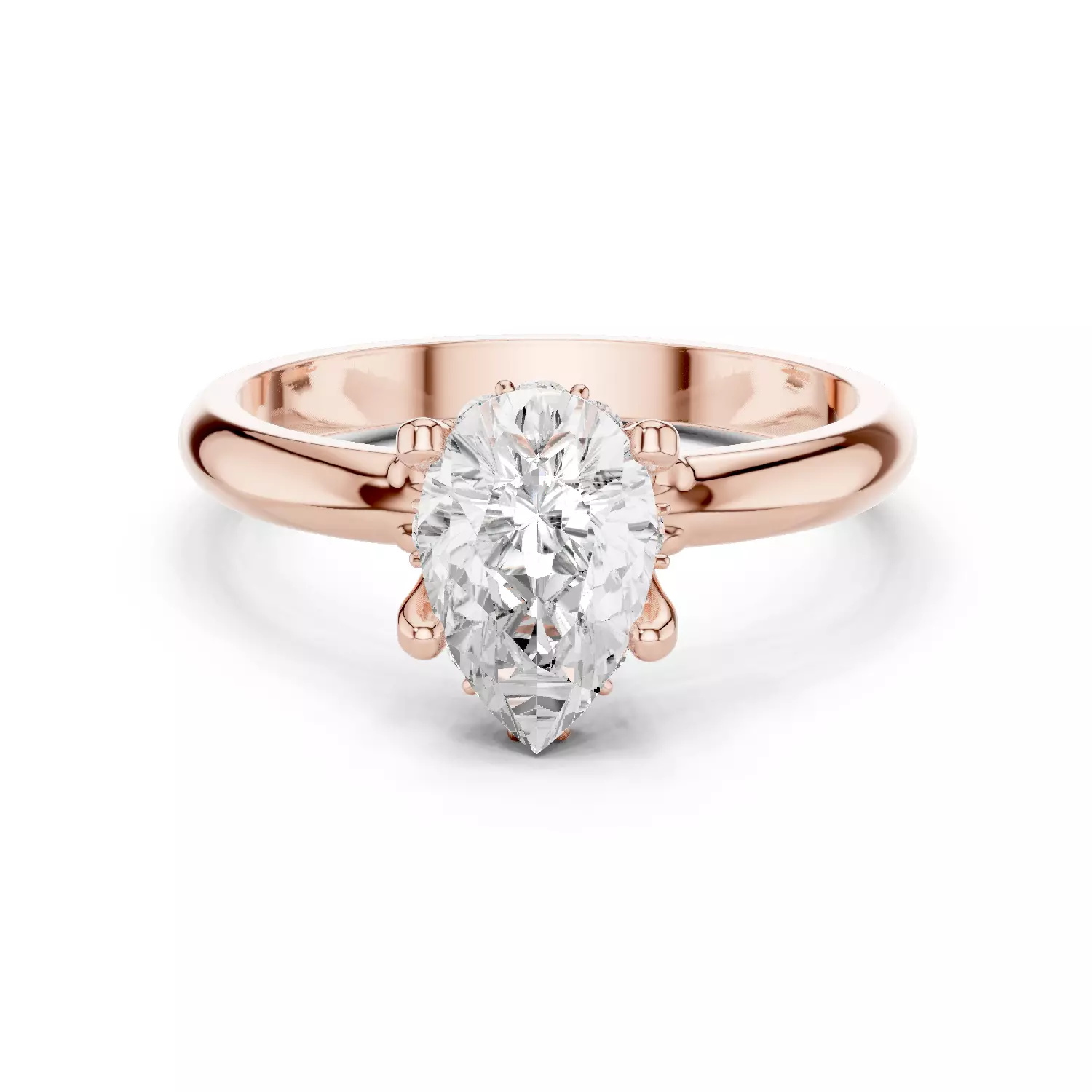 1CT Pear Cut Hidden Halo Diamond Engagement Ring 3DM STL Video 3D print model_0