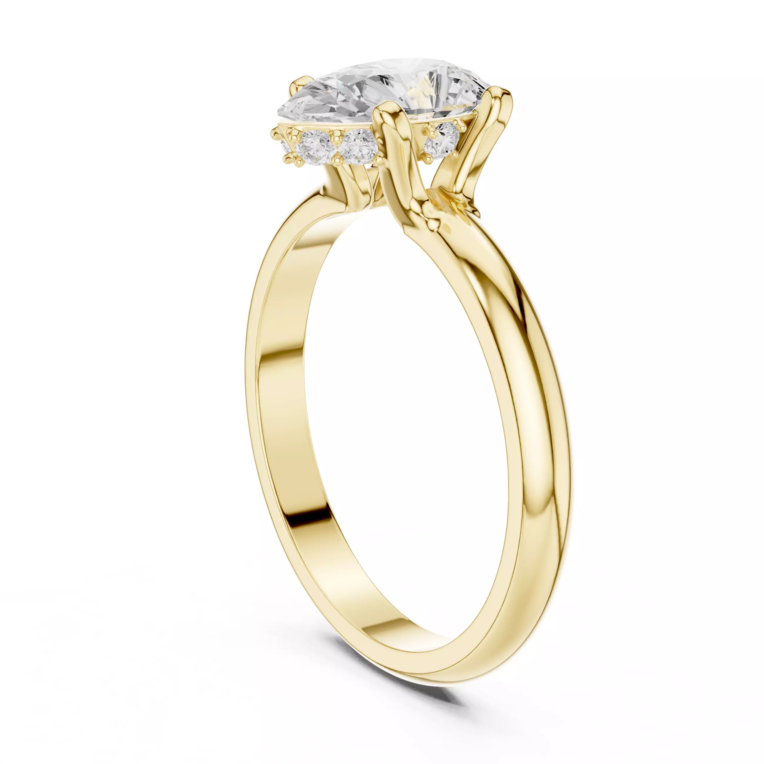 1CT Pear Cut Hidden Halo Diamond Engagement Ring 3DM STL Video 3D print model_7