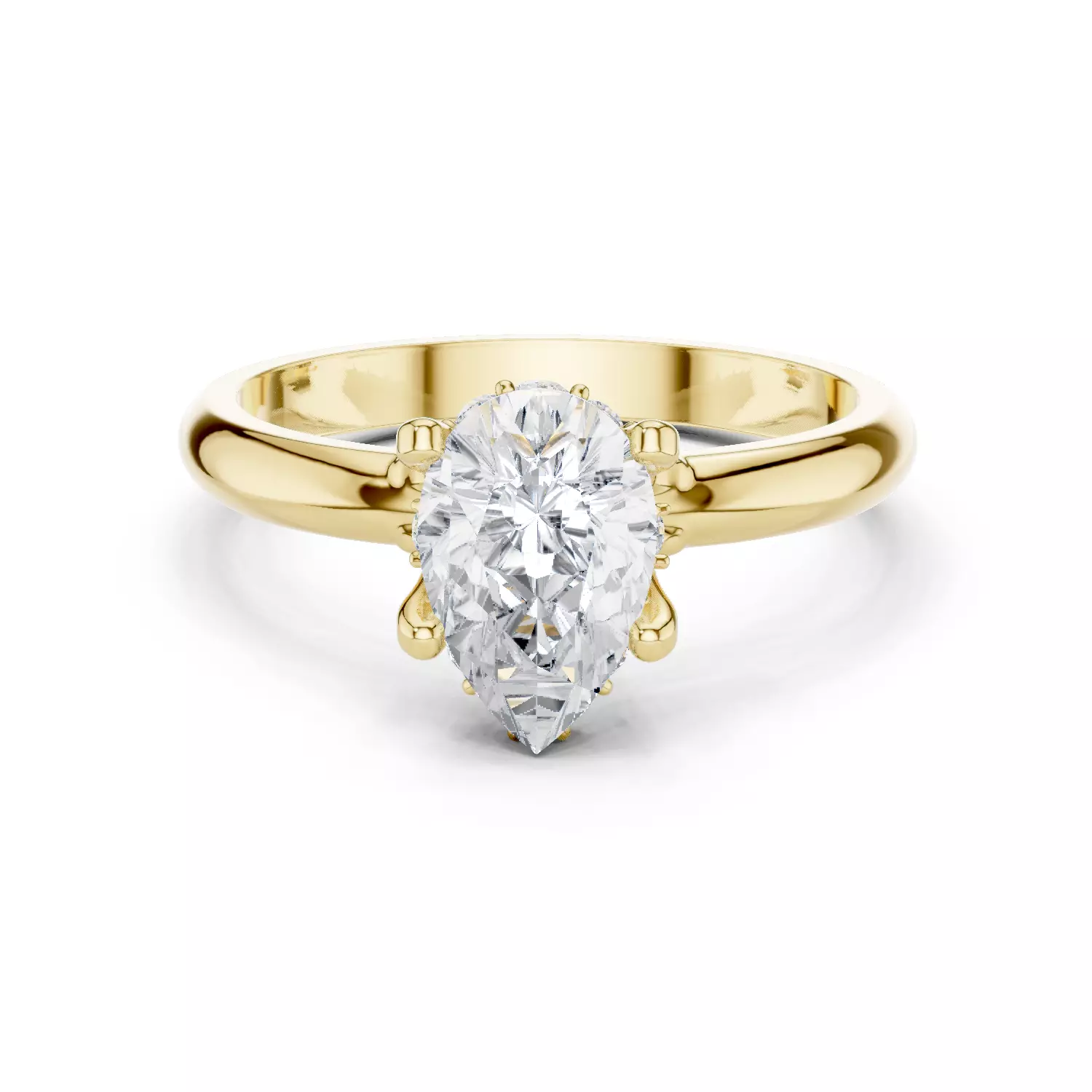 1CT Pear Cut Hidden Halo Diamond Engagement Ring 3DM STL Video 3D print model_1