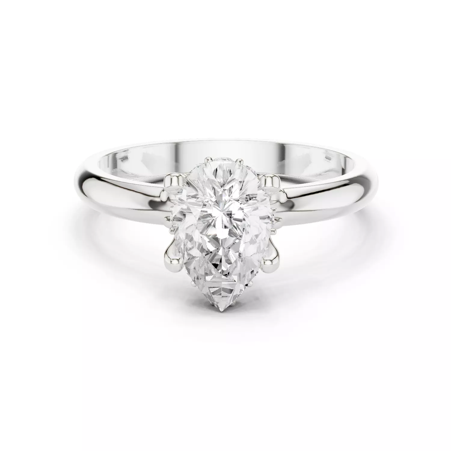 1CT Pear Cut Hidden Halo Diamond Engagement Ring 3DM STL Video 3D print model_2