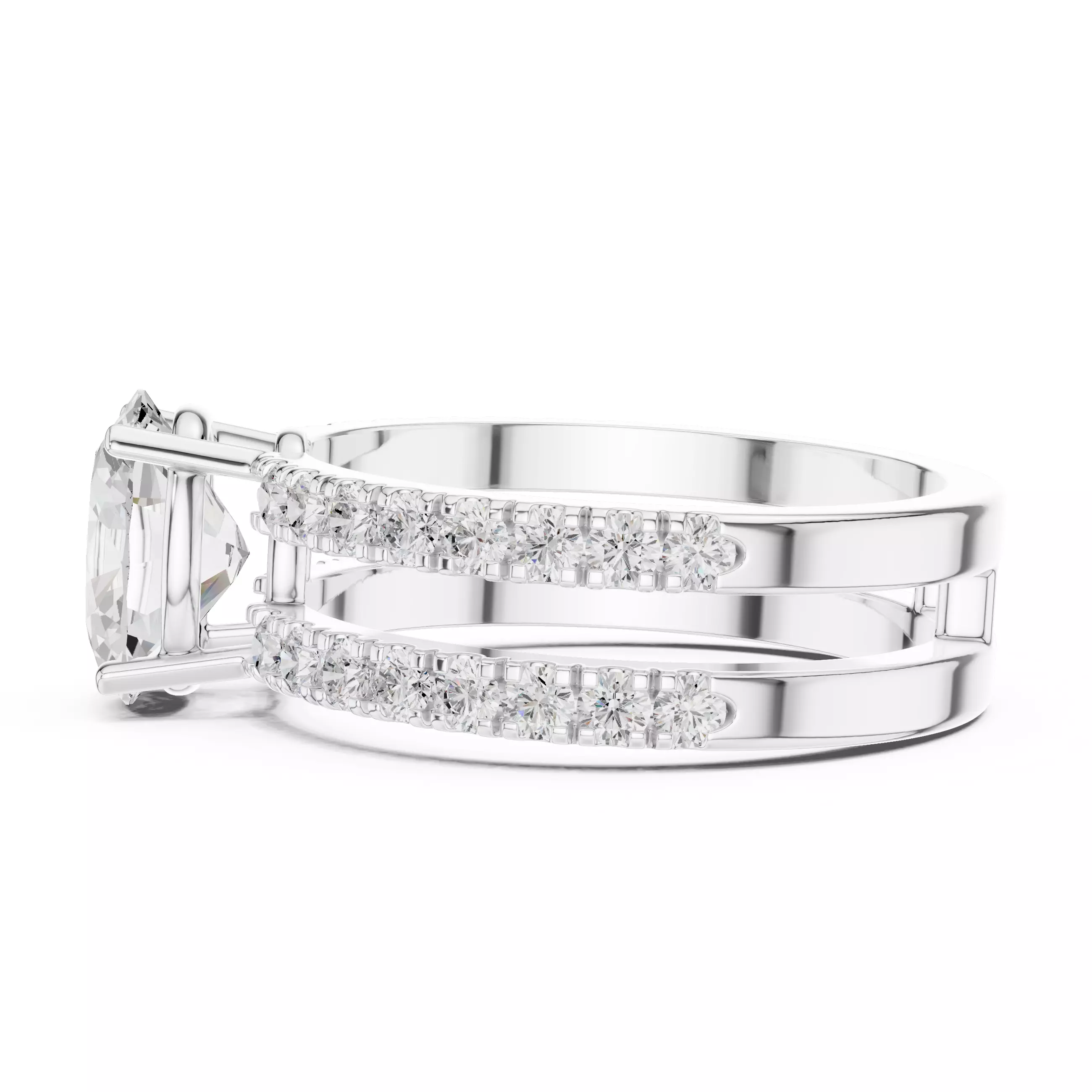 1CT Oval Cut Double Band Engagement Wedding Ring 3DM STL Video 3D print model_13