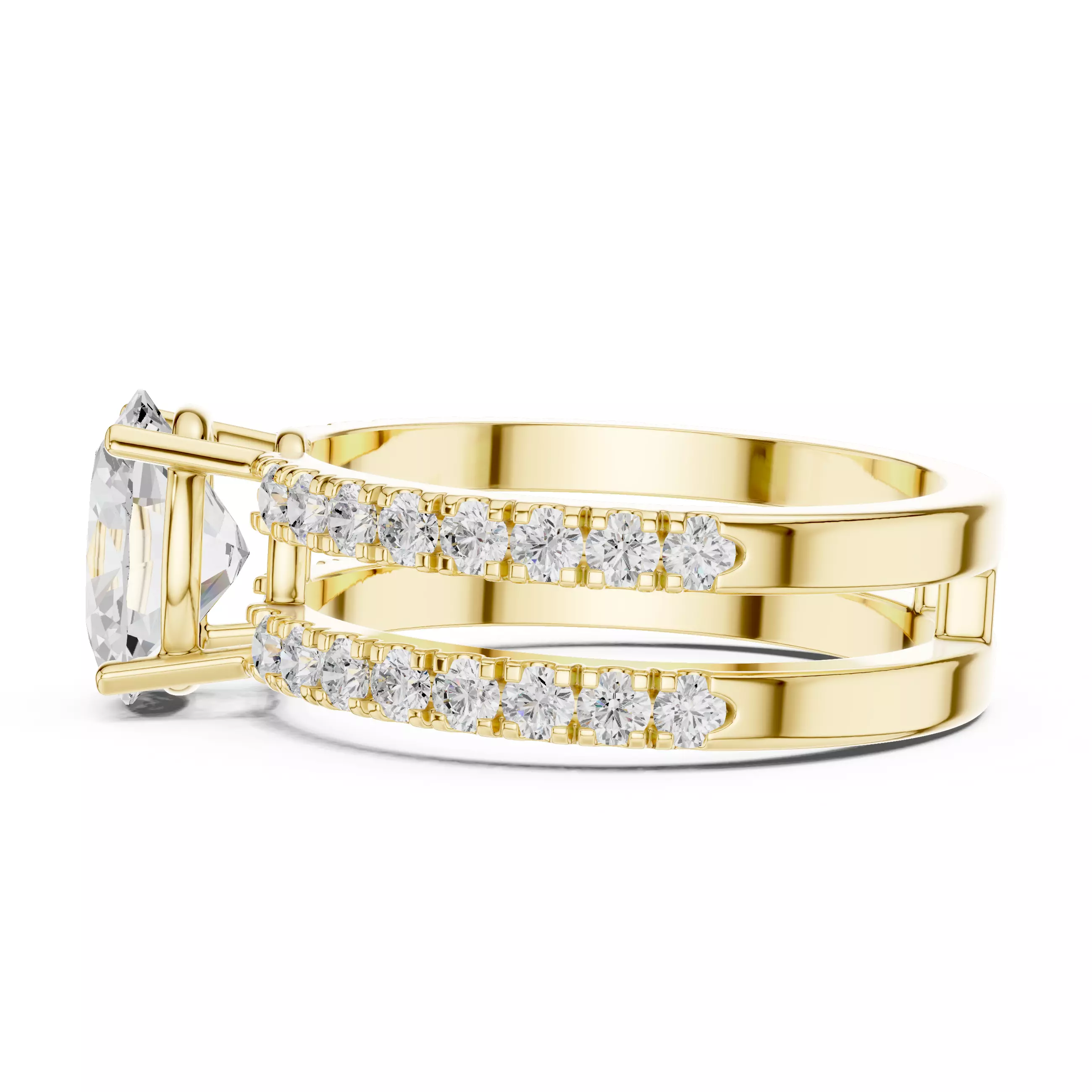 1CT Oval Cut Double Band Engagement Wedding Ring 3DM STL Video 3D print model_9