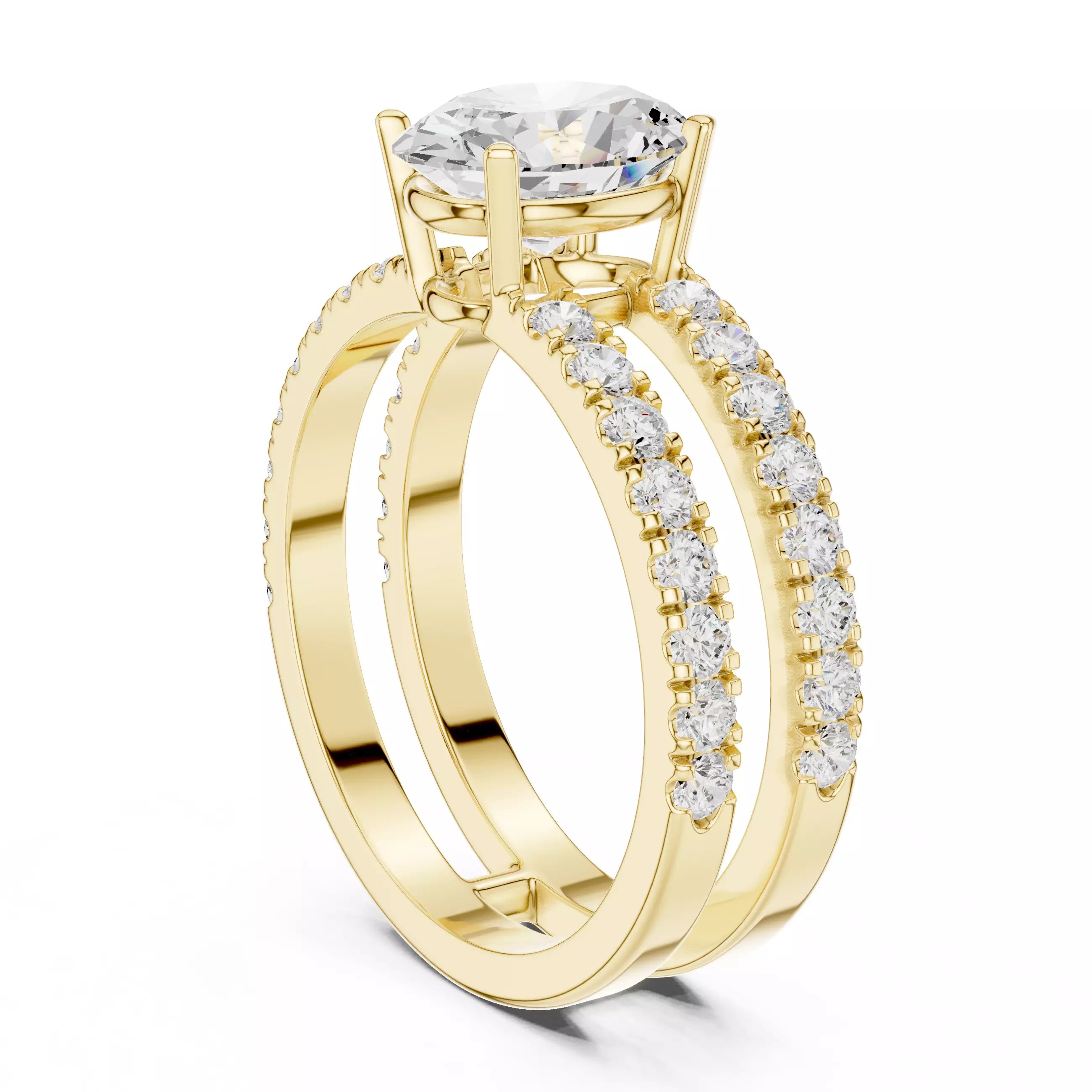 1CT Oval Cut Double Band Engagement Wedding Ring 3DM STL Video 3D print model_7