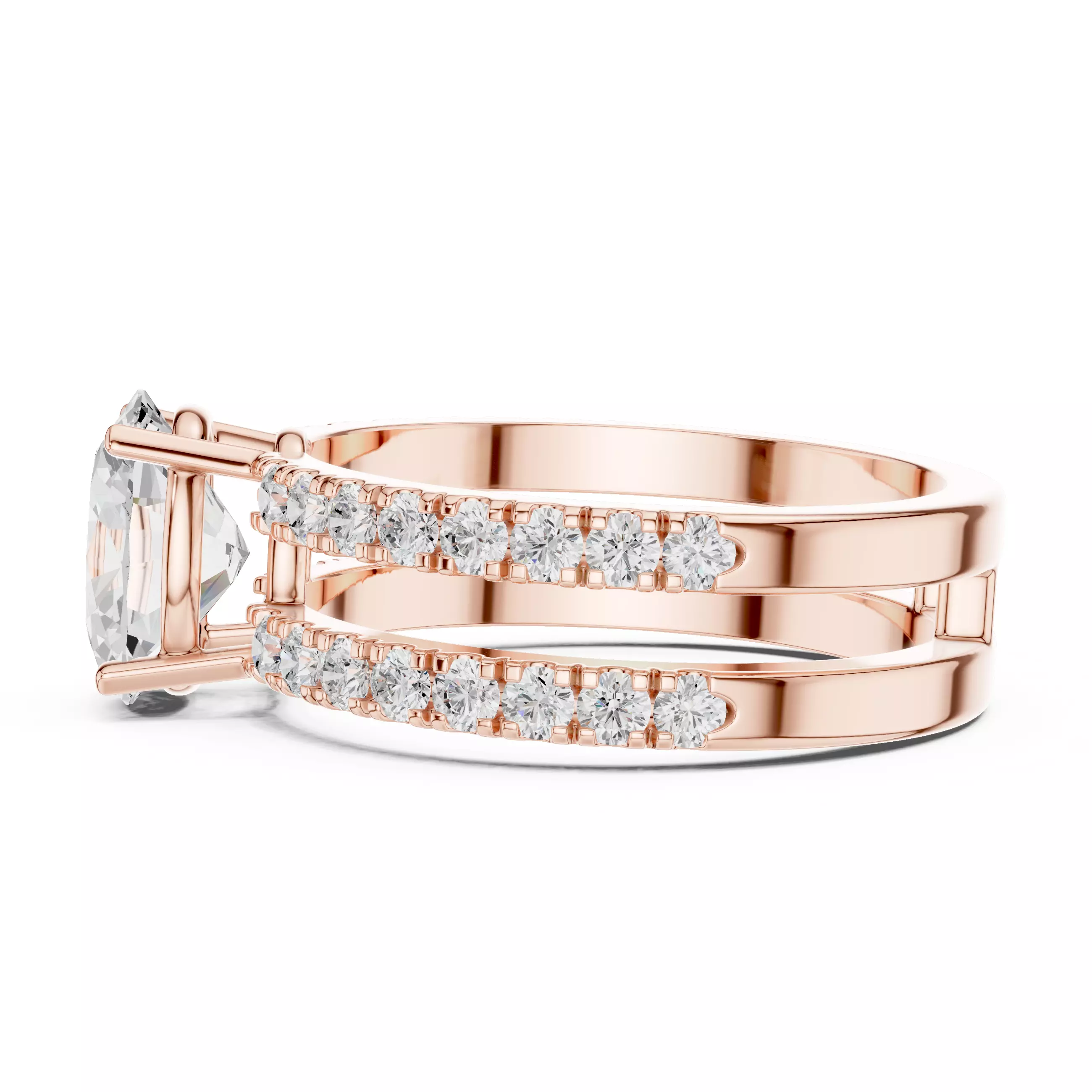 1CT Oval Cut Double Band Engagement Wedding Ring 3DM STL Video 3D print model_5