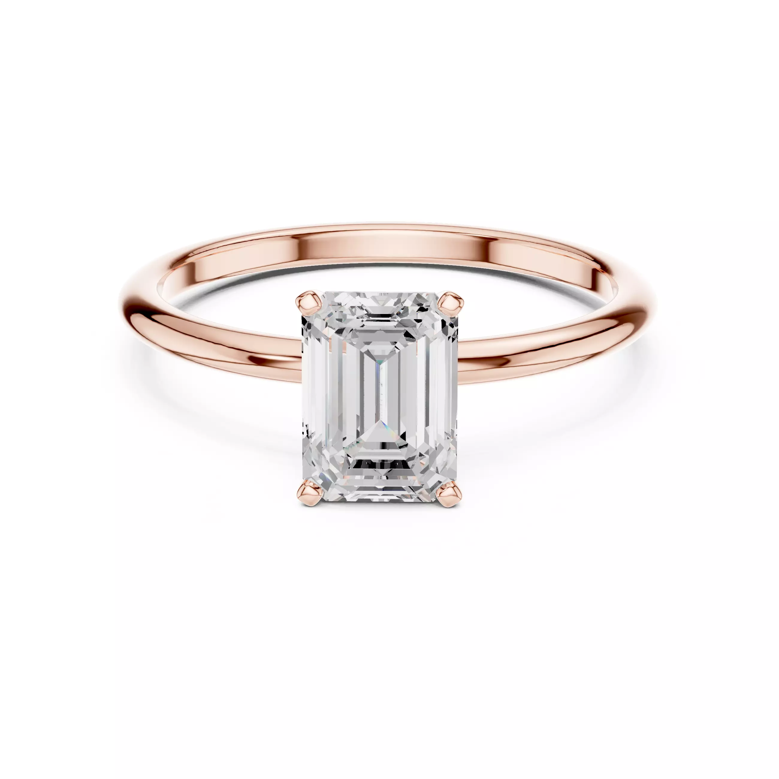 1Ct Solitaire Emerald Diamond Engagement Woman Ring 3DMSTL Video 3D print model_6