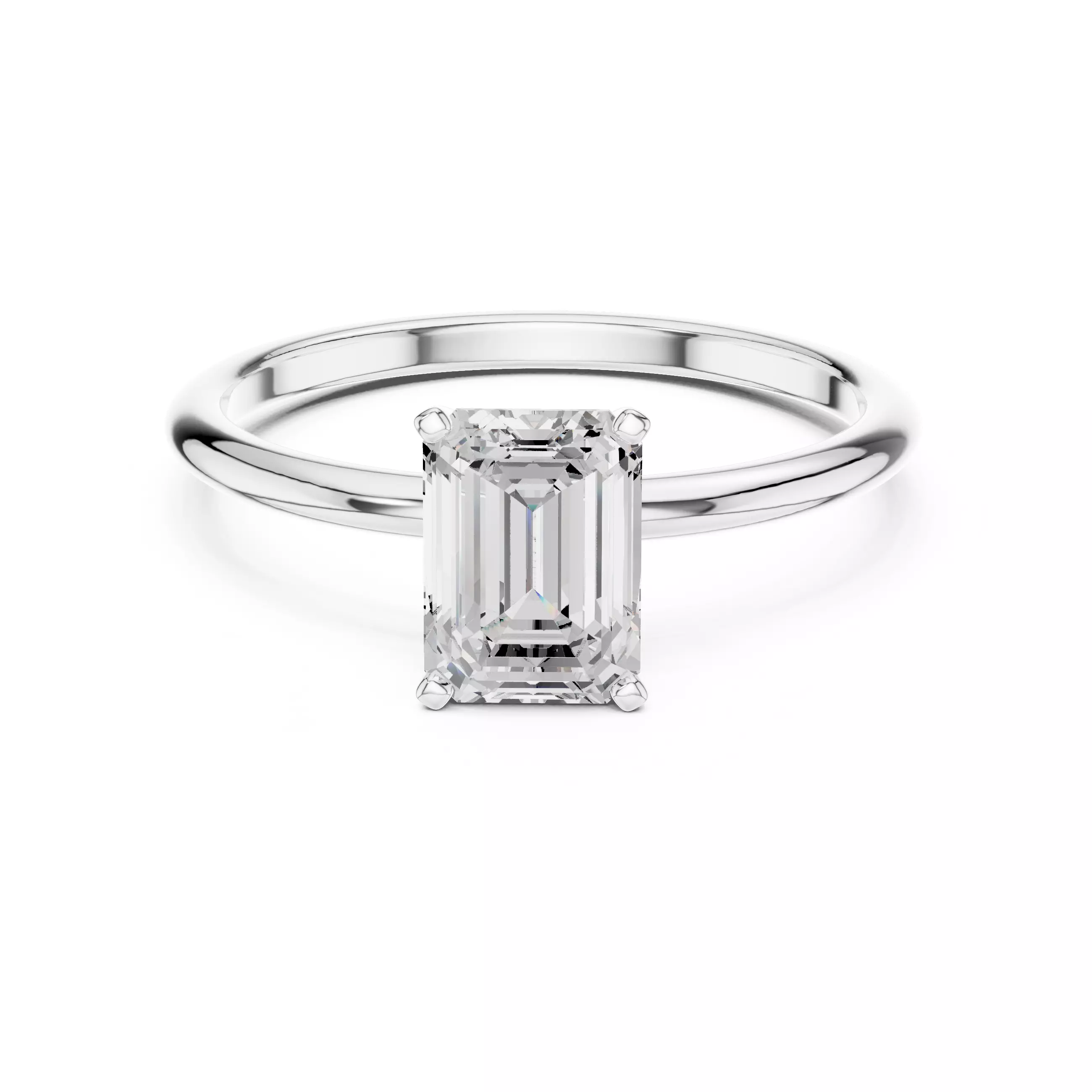 1Ct Solitaire Emerald Diamond Engagement Woman Ring 3DMSTL Video 3D print model_14