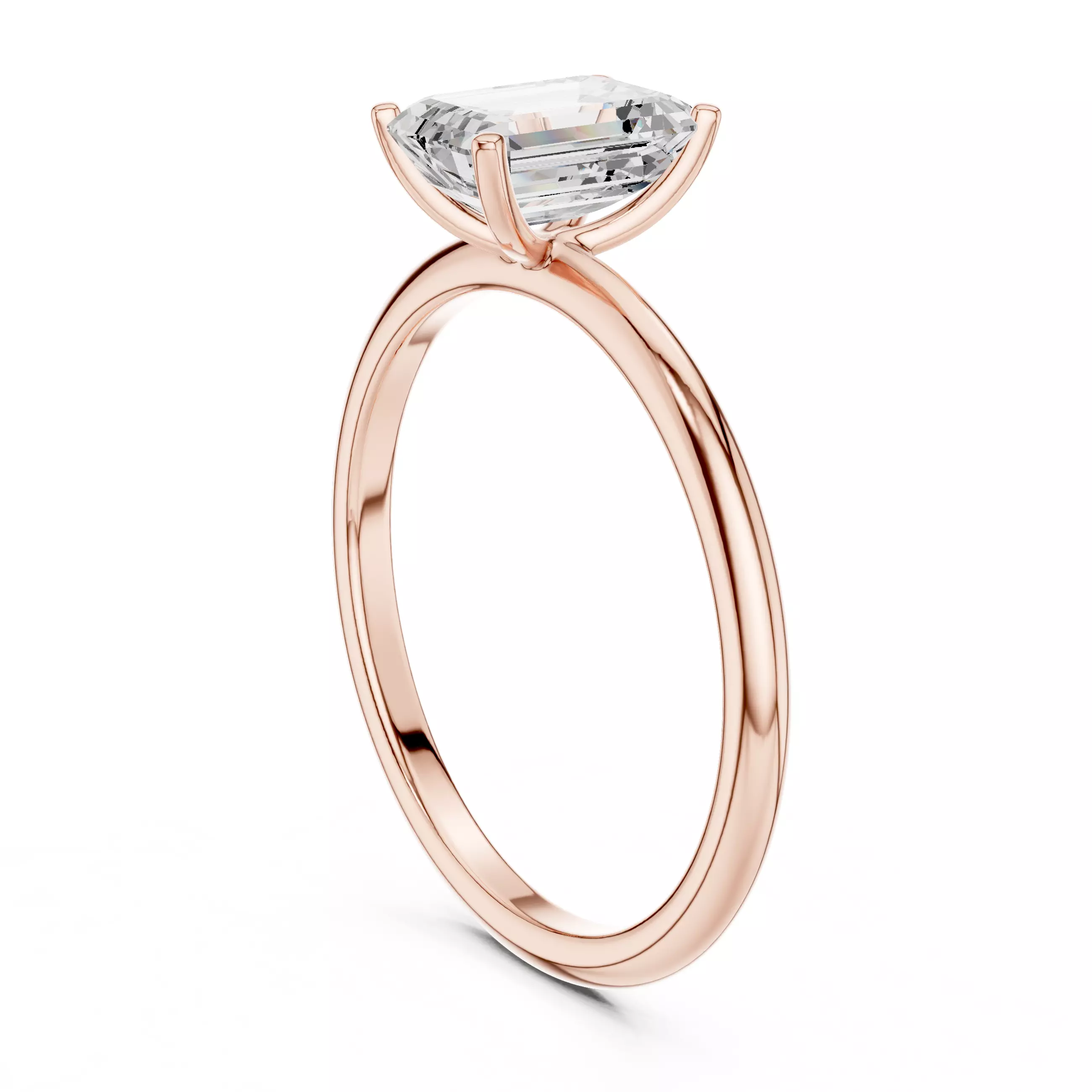 1Ct Solitaire Emerald Diamond Engagement Woman Ring 3DMSTL Video 3D print model_3