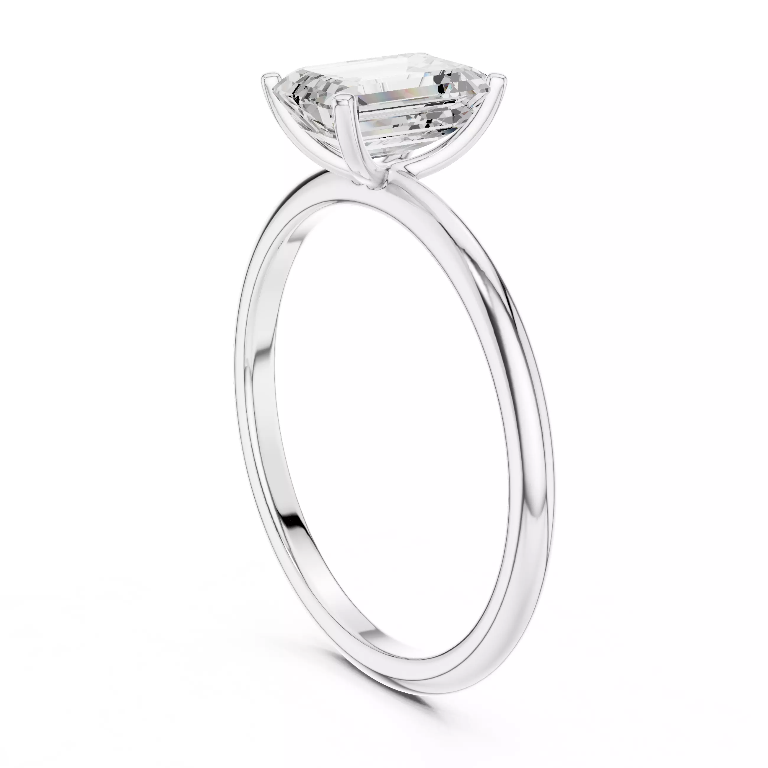 1Ct Solitaire Emerald Diamond Engagement Woman Ring 3DMSTL Video 3D print model_11