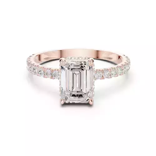 1CT Emerald Cut Hidden Halo Stone Engagement Ring 3DM STL Video 3D print model