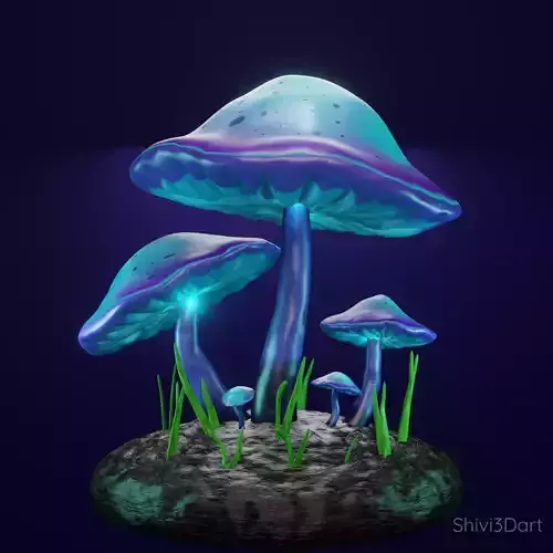 Glowing Magical Mushroom - Stylized Fantasy Forest Asset