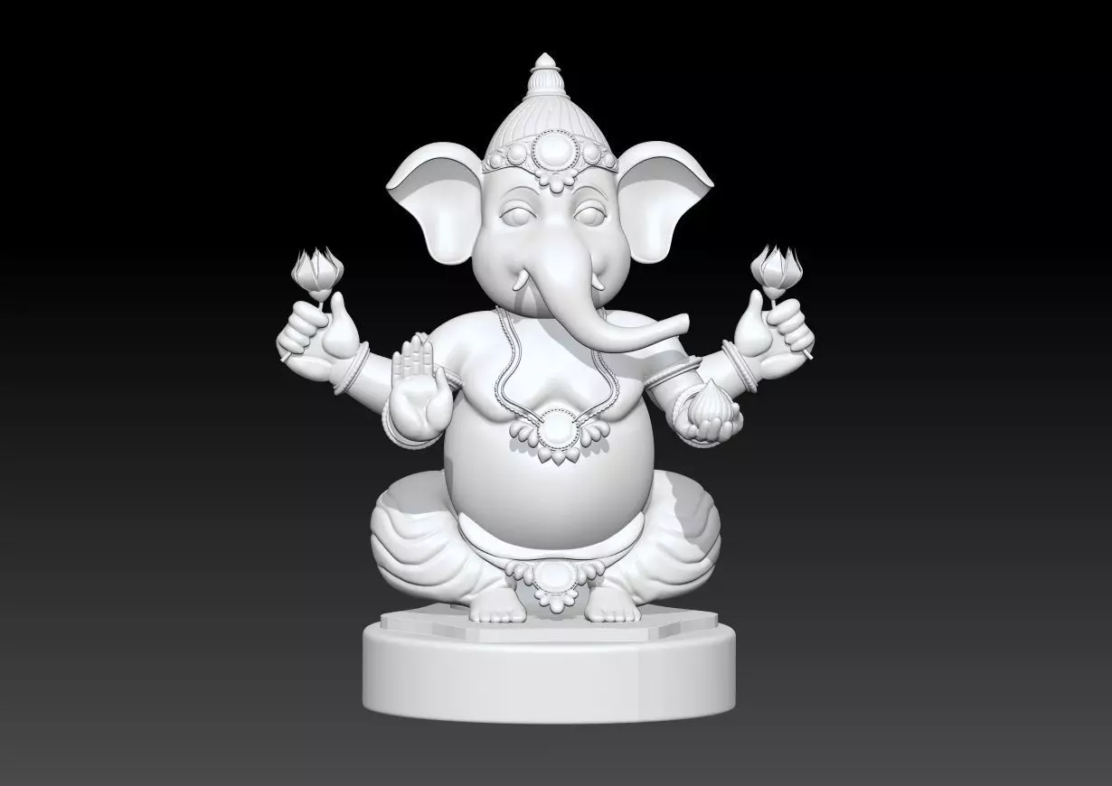 Ganesha God Statue  3D Printable Hindu Deity Model 3D print model_1