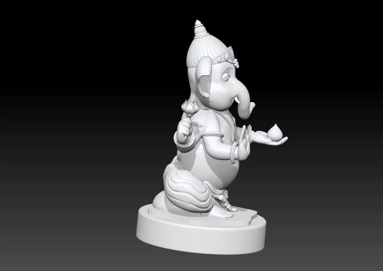Ganesha God Statue  3D Printable Hindu Deity Model 3D print model_6