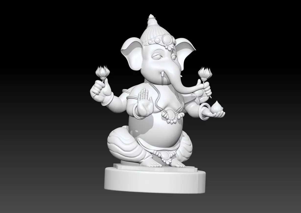 Ganesha God Statue  3D Printable Hindu Deity Model 3D print model_5
