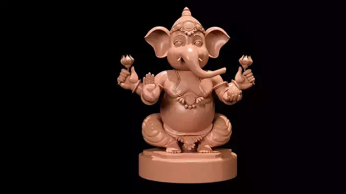 Ganesha God Statue  3D Printable Hindu Deity Model