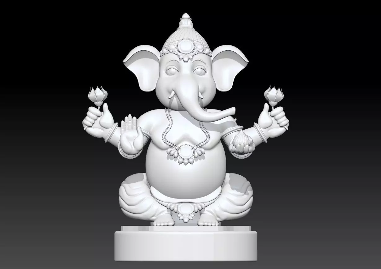 Ganesha God Statue  3D Printable Hindu Deity Model 3D print model_0