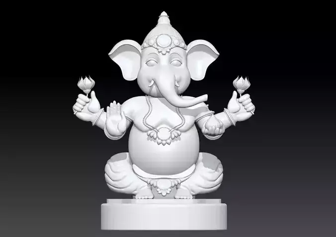 Ganesha God Statue  3D Printable Hindu Deity Model
