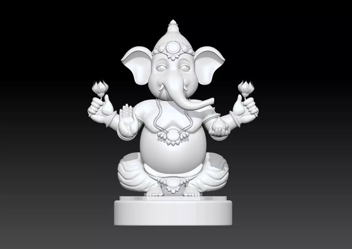 Ganesha God Statue  3D Printable Hindu Deity Model 3D print model_2