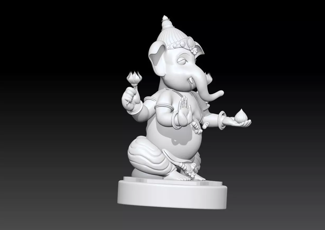 Ganesha God Statue  3D Printable Hindu Deity Model 3D print model_7