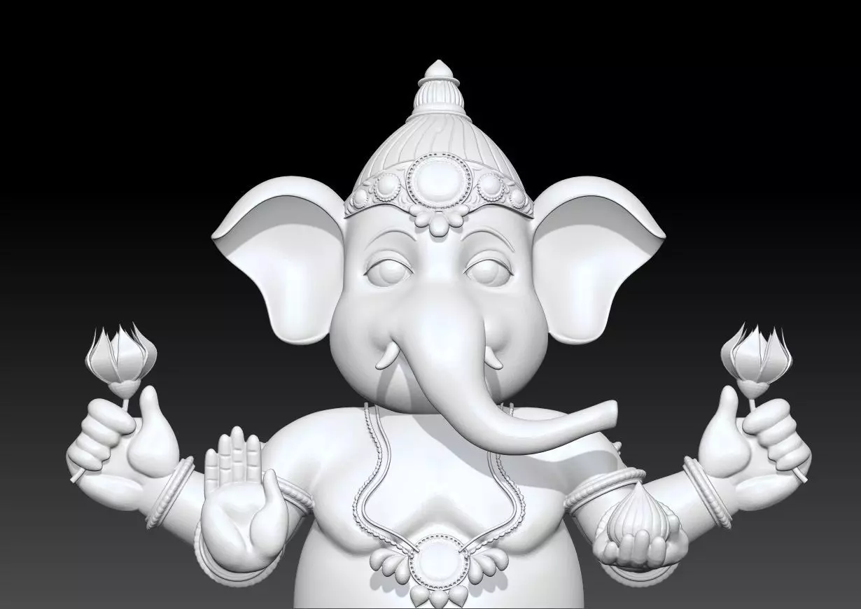 Ganesha God Statue  3D Printable Hindu Deity Model 3D print model_4