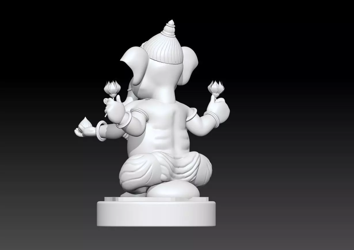 Ganesha God Statue  3D Printable Hindu Deity Model 3D print model_10