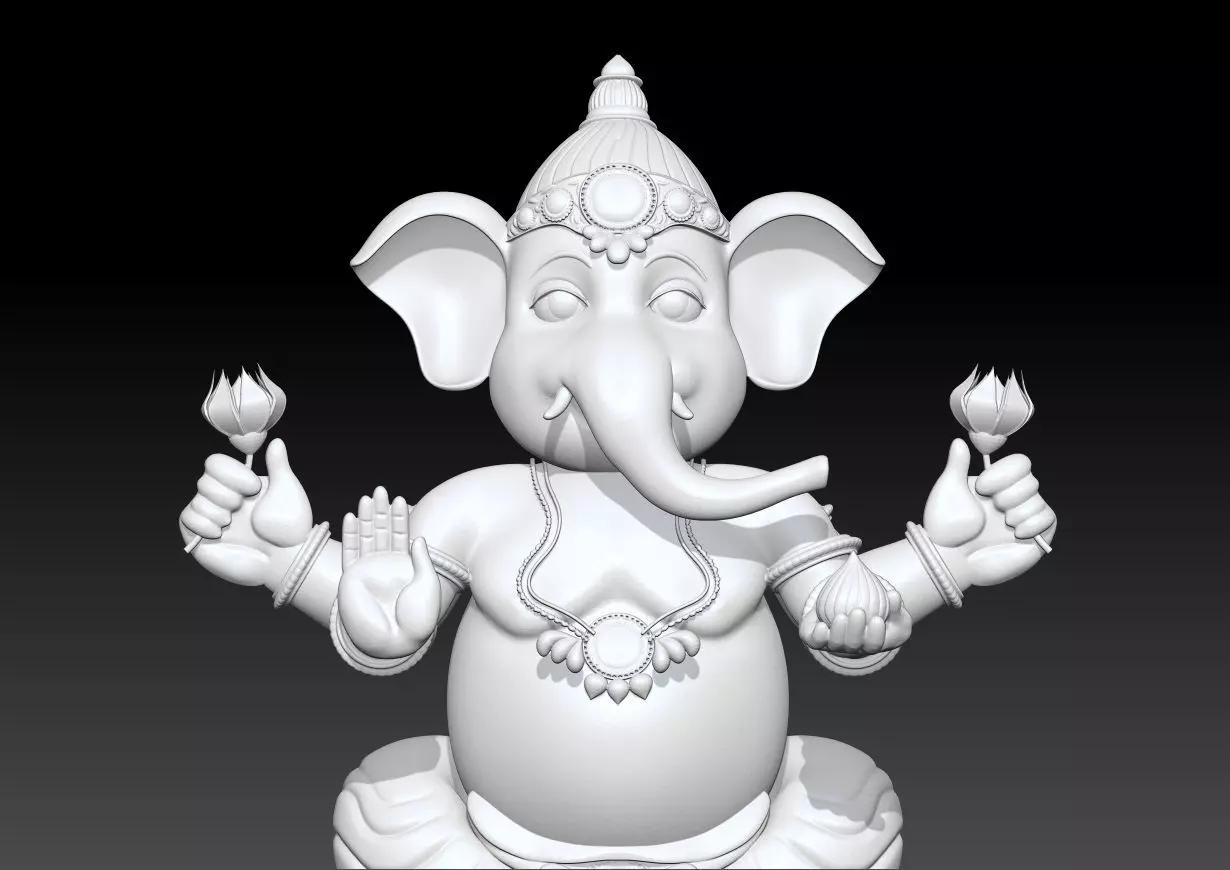 Ganesha God Statue  3D Printable Hindu Deity Model 3D print model_3