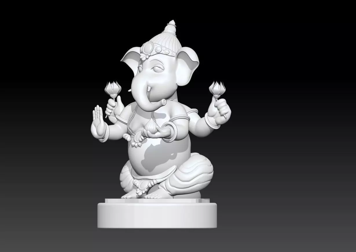 Ganesha God Statue  3D Printable Hindu Deity Model 3D print model_12