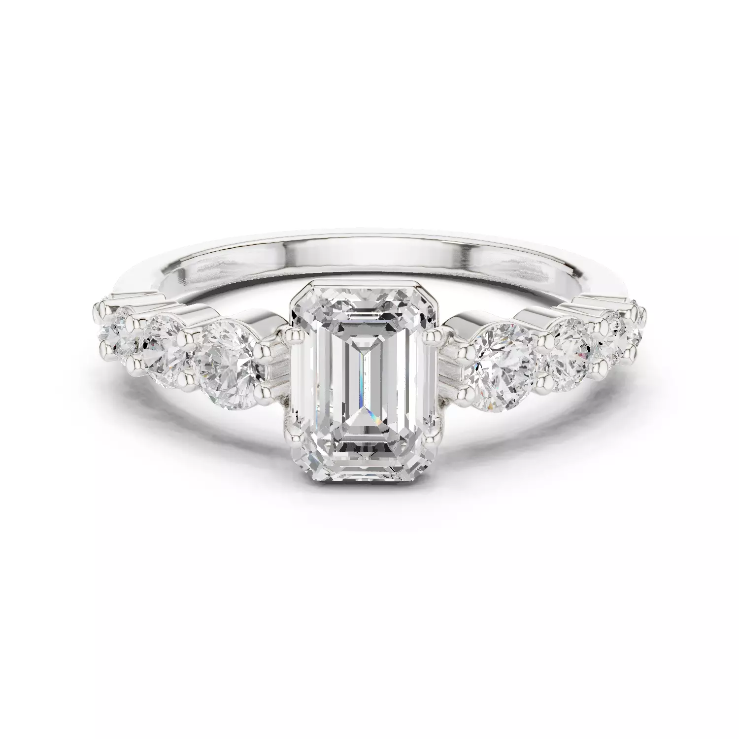 1CT Emerald Cut Diamond Engagement Wedding Ring 3DM STL Video 3D print model_2