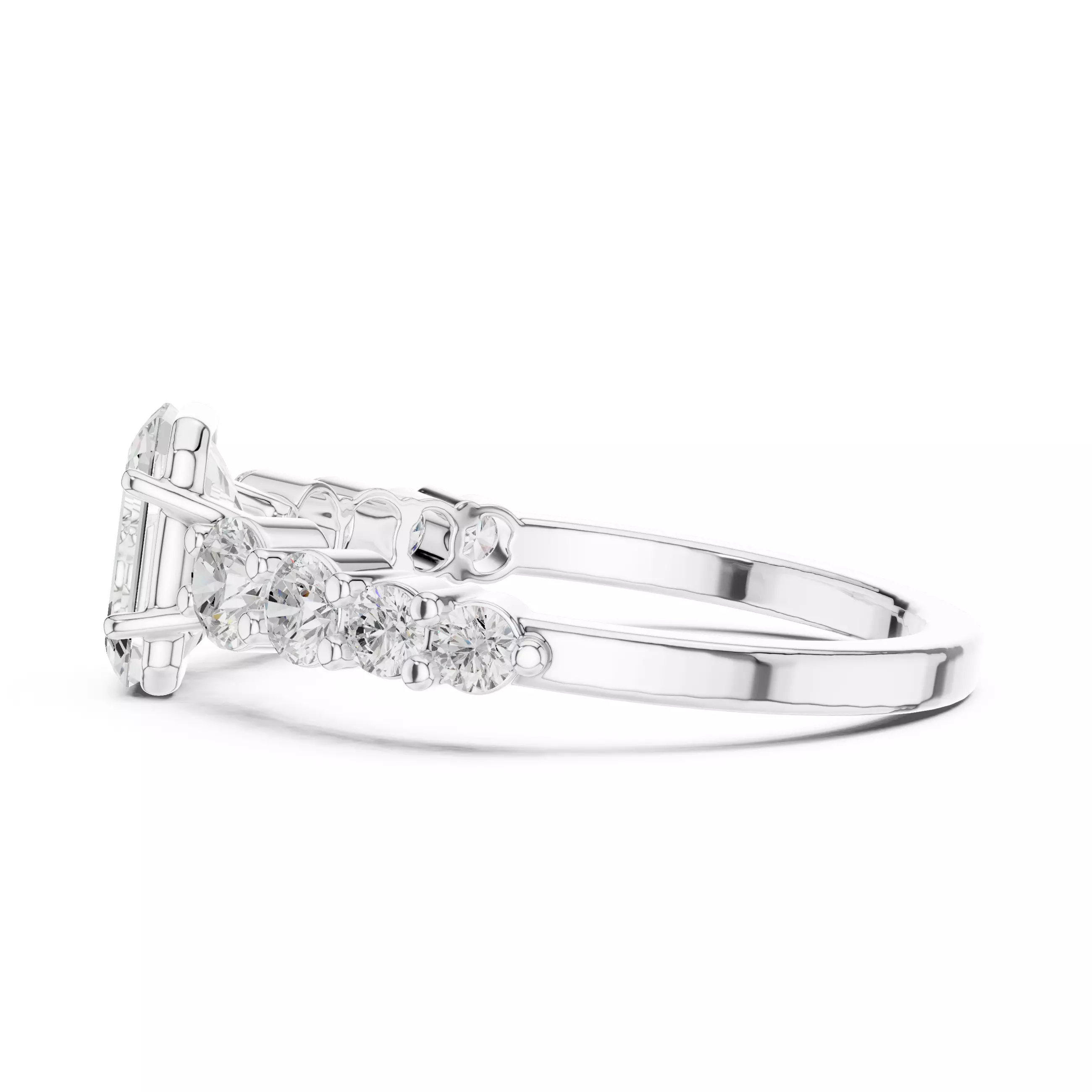 1CT Emerald Cut Diamond Engagement Wedding Ring 3DM STL Video 3D print model_13