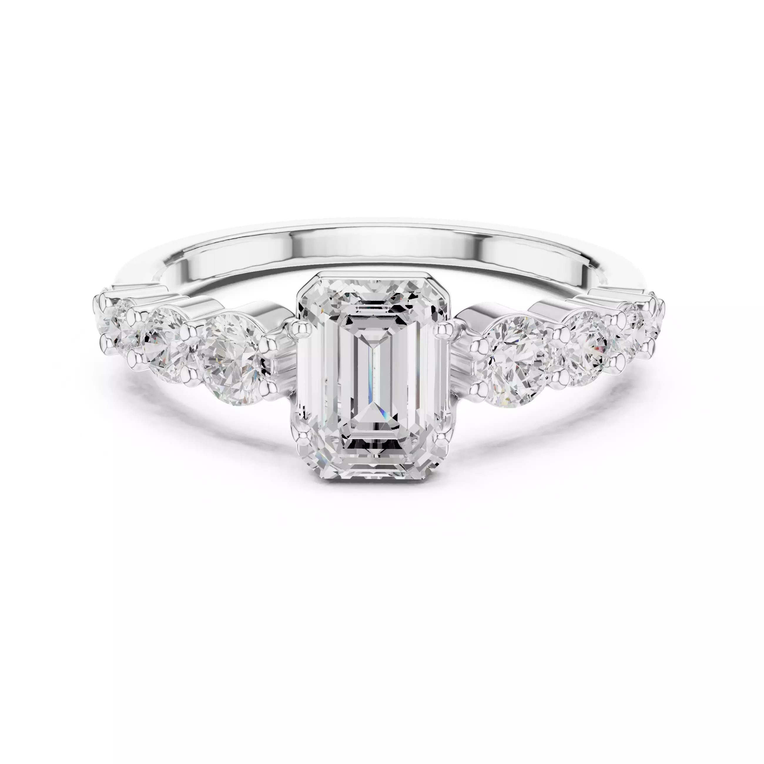 1CT Emerald Cut Diamond Engagement Wedding Ring 3DM STL Video 3D print model_14