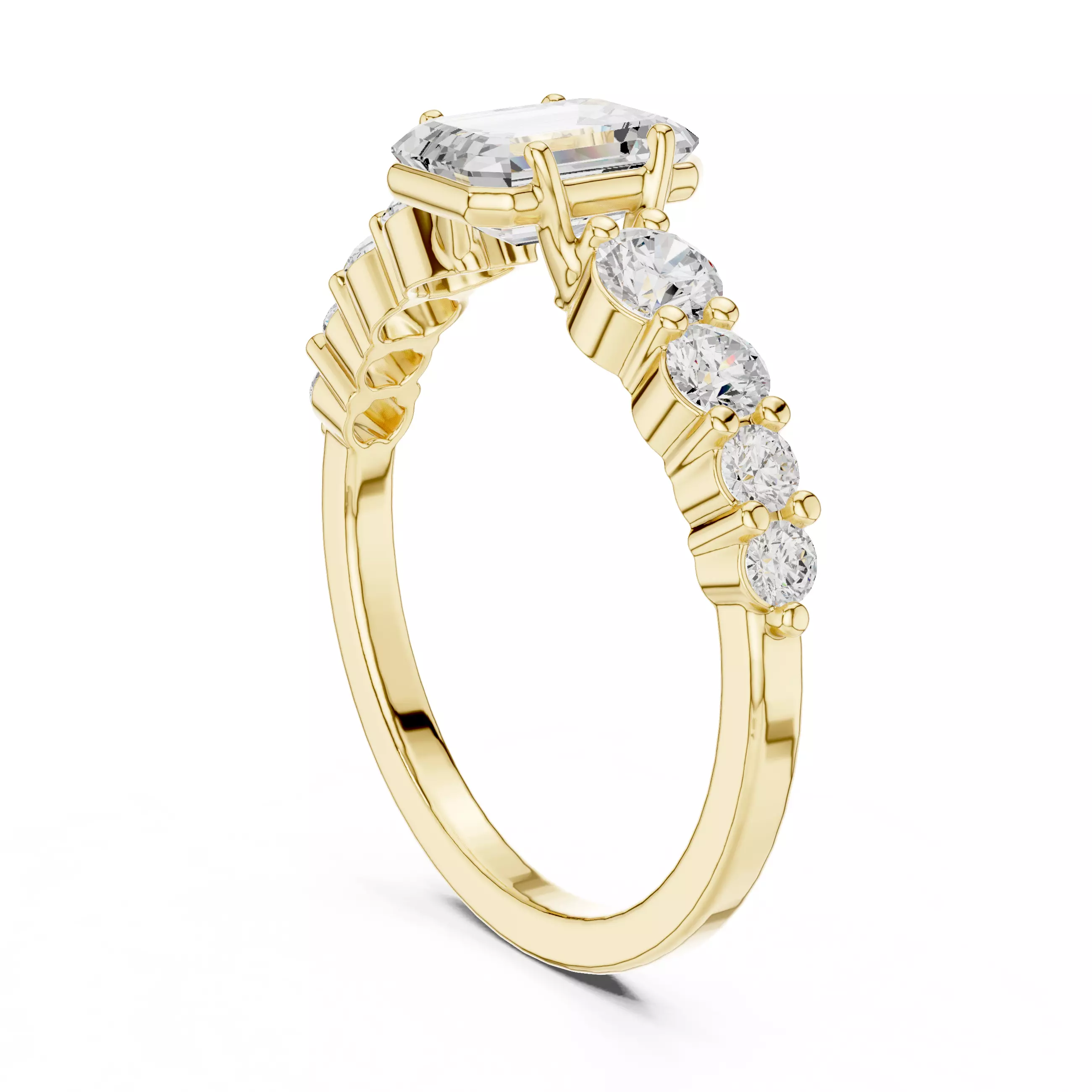 1CT Emerald Cut Diamond Engagement Wedding Ring 3DM STL Video 3D print model_7