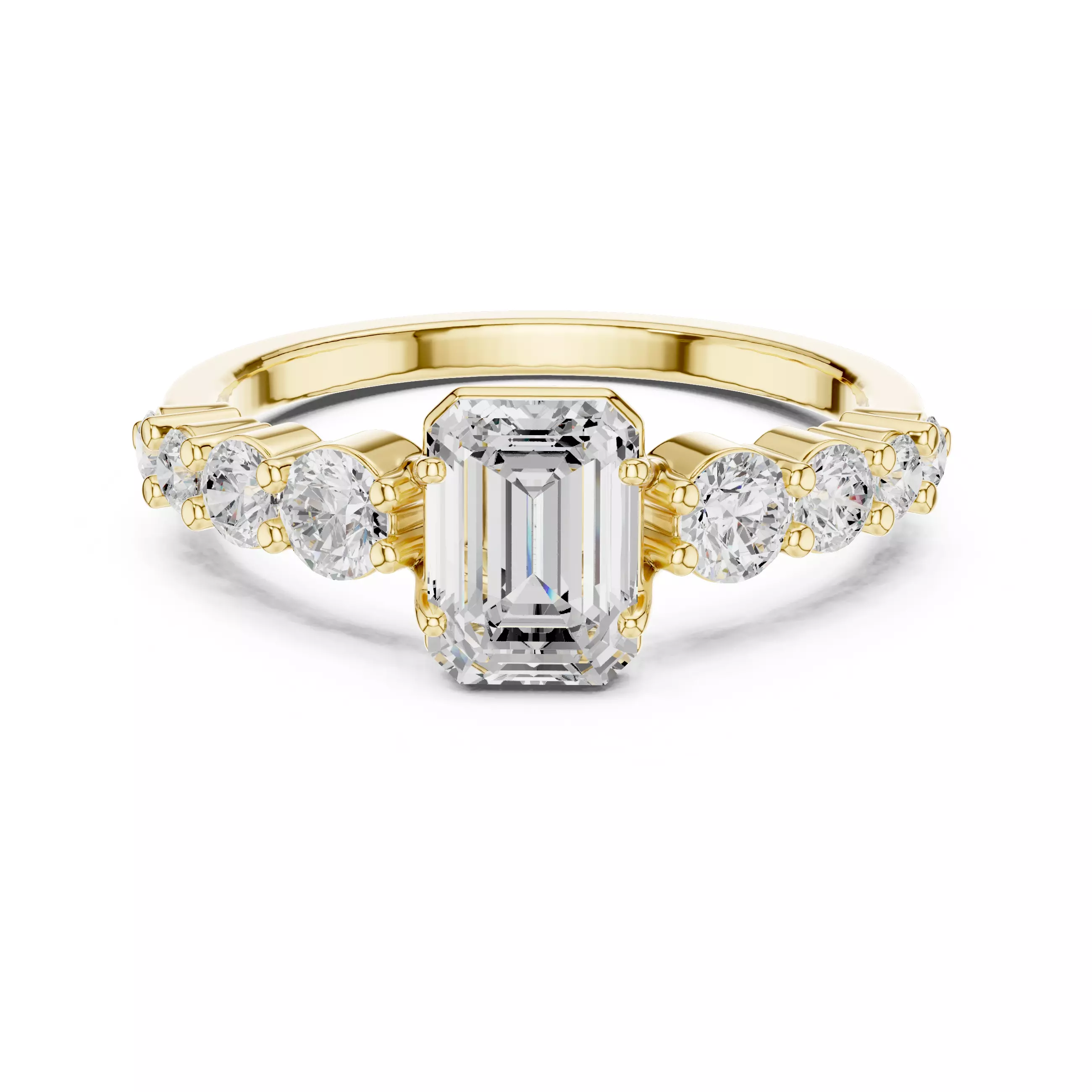 1CT Emerald Cut Diamond Engagement Wedding Ring 3DM STL Video 3D print model_10