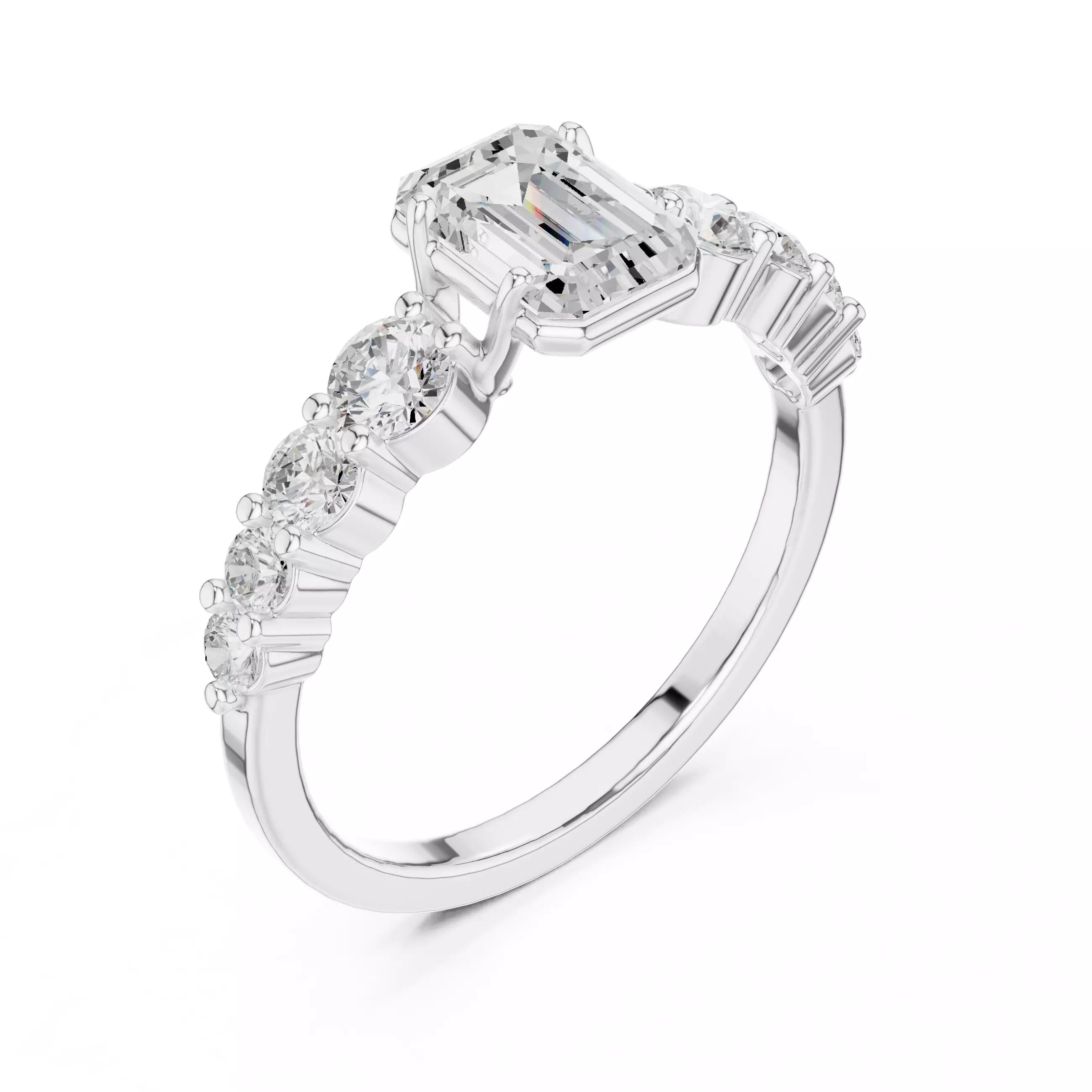 1CT Emerald Cut Diamond Engagement Wedding Ring 3DM STL Video 3D print model_12